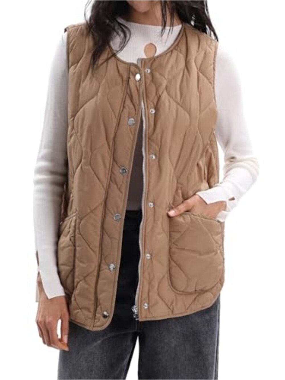 Women's Lightweight Quilted Zip-Up Vest Sleeveless Winter Outerwear